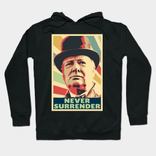 Winston Churchill Never Surrender Vintage Colors Hoodie